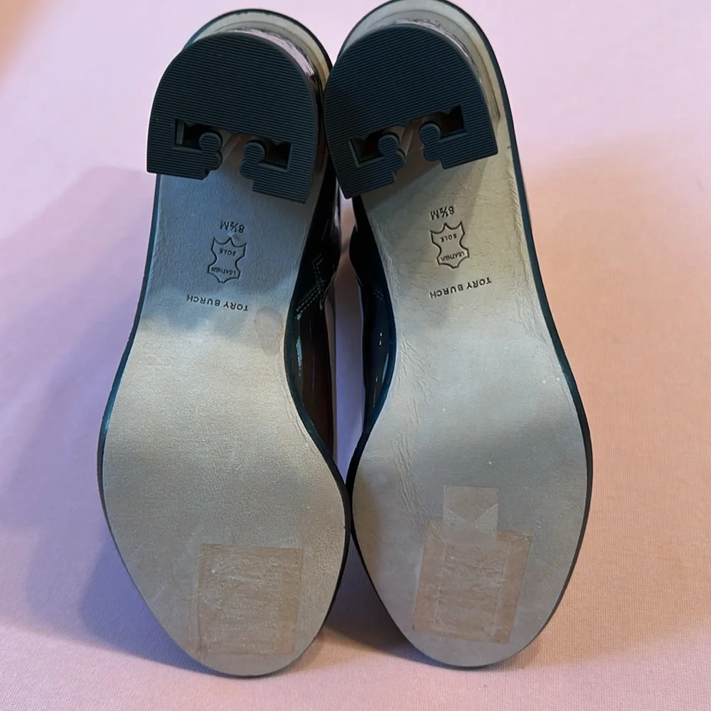 New TORY BURCH Patent Leather Boots. Color: Dark Moss. Size 8.5.